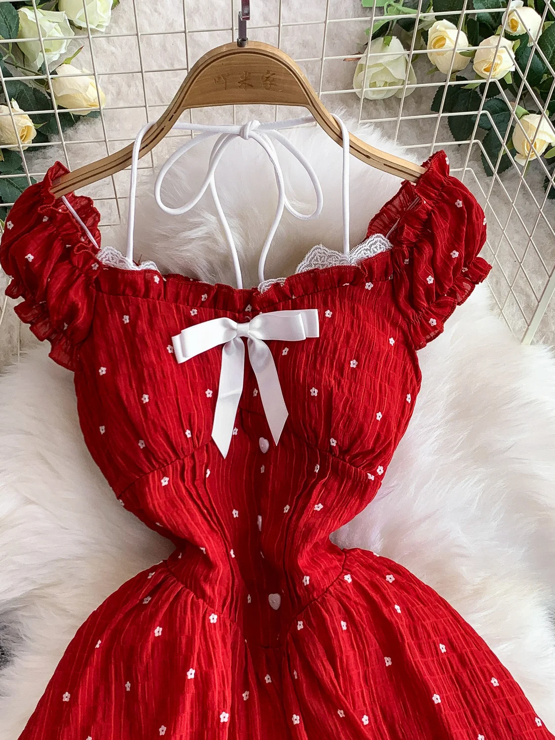 Spódnica damska letnia, kwiatowa, z koronką, wyszczuplająca, z wiązaniem w talii, w stylu Princ Sle Sweet Knot Square Ne Bubble Sve Dr.