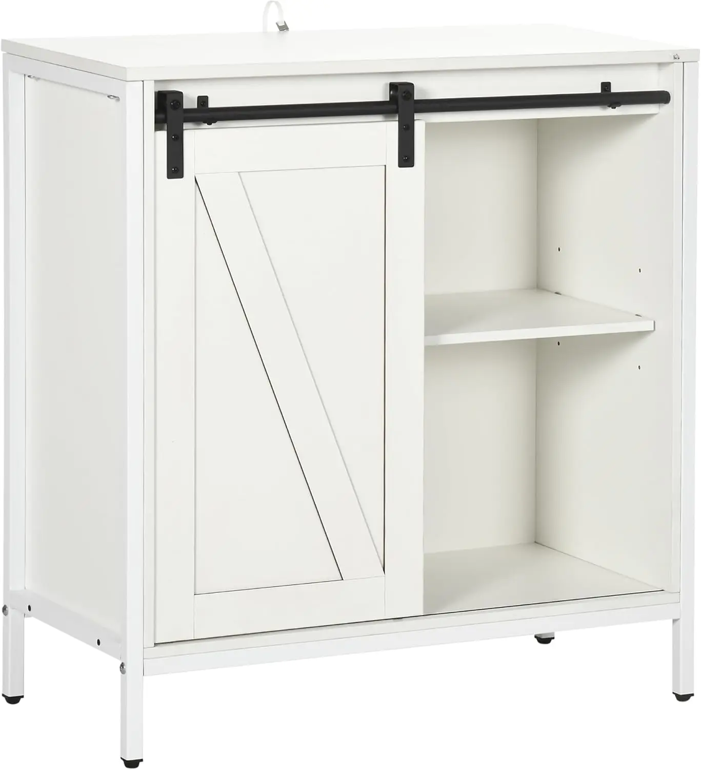 Farmhouse Sideboard Buffet Cabinet, Coffee Bar Cabinet with Sliding Barn Door, Adjustable Shelf and Metal Frame for Kitch