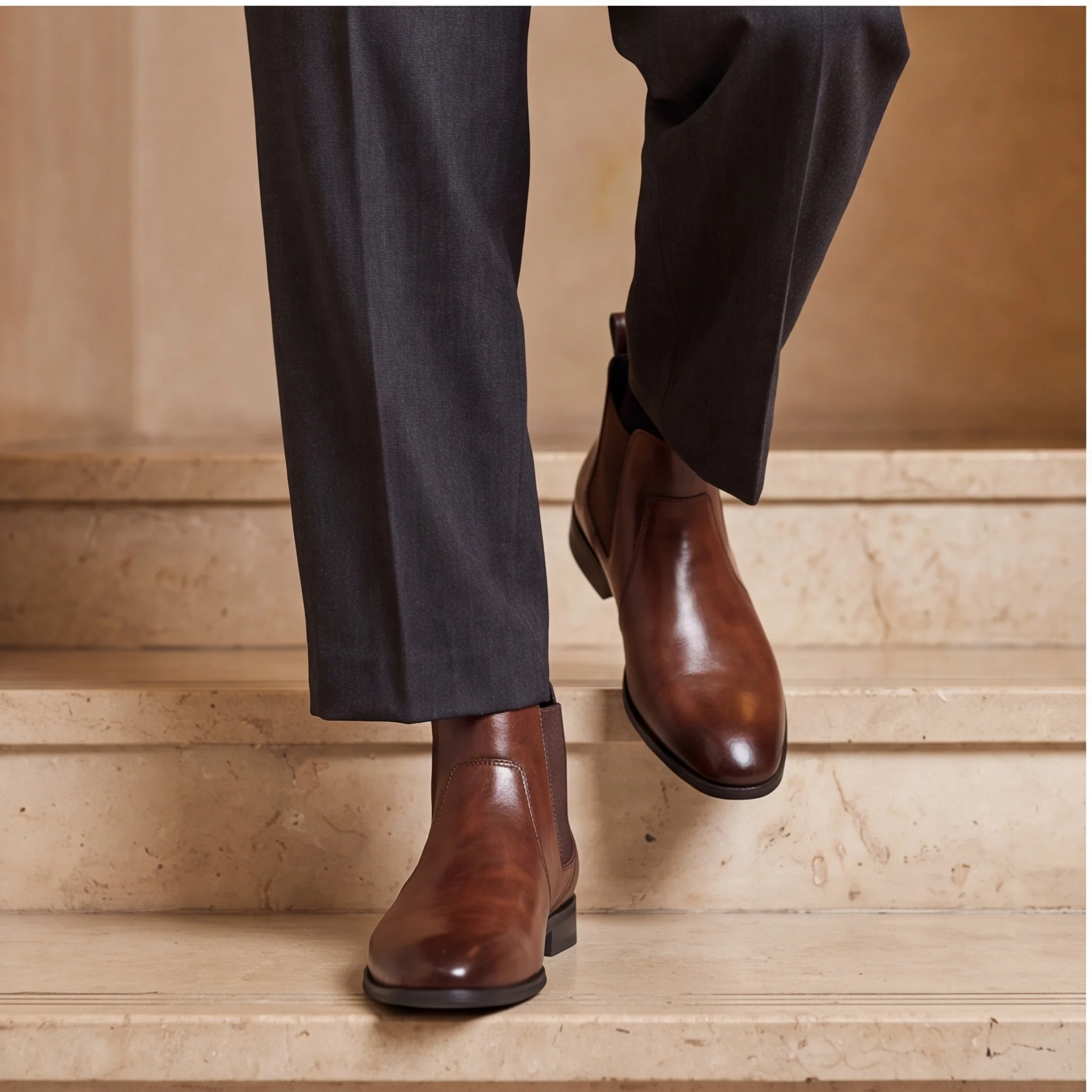 Chelsea Boots For Man Smooth Plain Toe Men's Boots Elastic Side Boots For Man Clean Side Panels Dress Ankle Boots