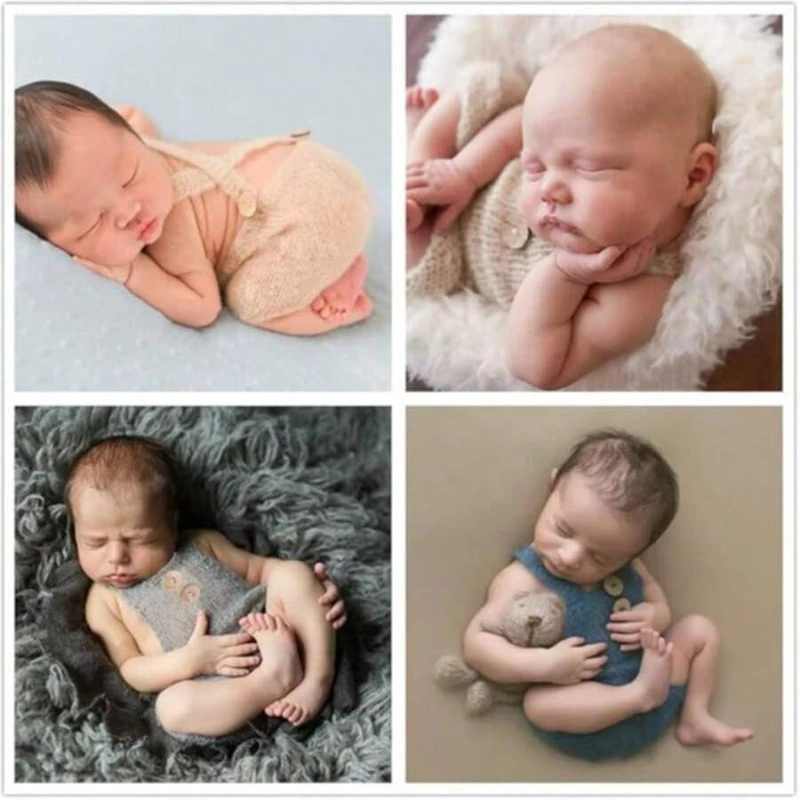 Newborn Photography Props Soft Mohair Knitted Romper Shorts Set Baby Boy Girl Photo Shoot Outfit Studio Infant Clothing Gift