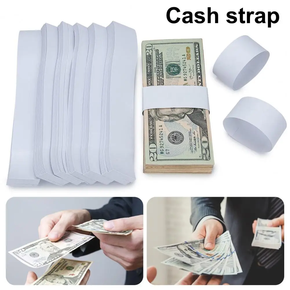 Self Sealing Cash Straps Self-adhesive Money Bands 300pcs Self Sealing Money Bands Professional White Cash for Supermarkets