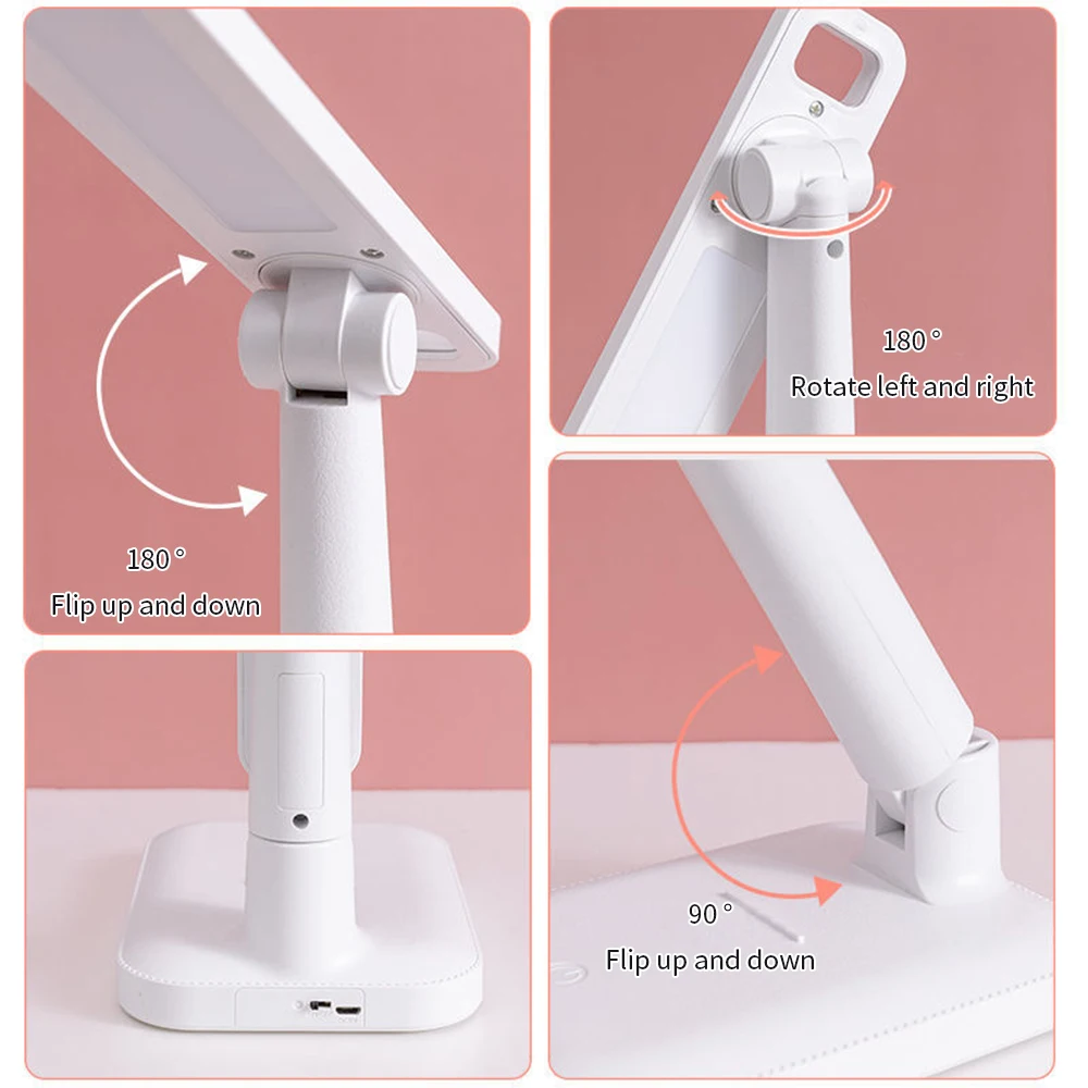 Student Dormitory Bedroom Reading USB Charging Foldable Desk Lamp Eye Protection Touch Adjustable Dimming LED Light.