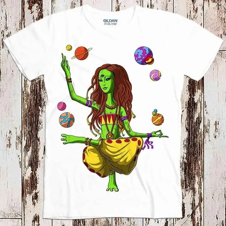 Alien Yoga Third Eye Psychedelic Zen Om Budha Godess Best Seller T Shirt Music Retro Top Cool 8492