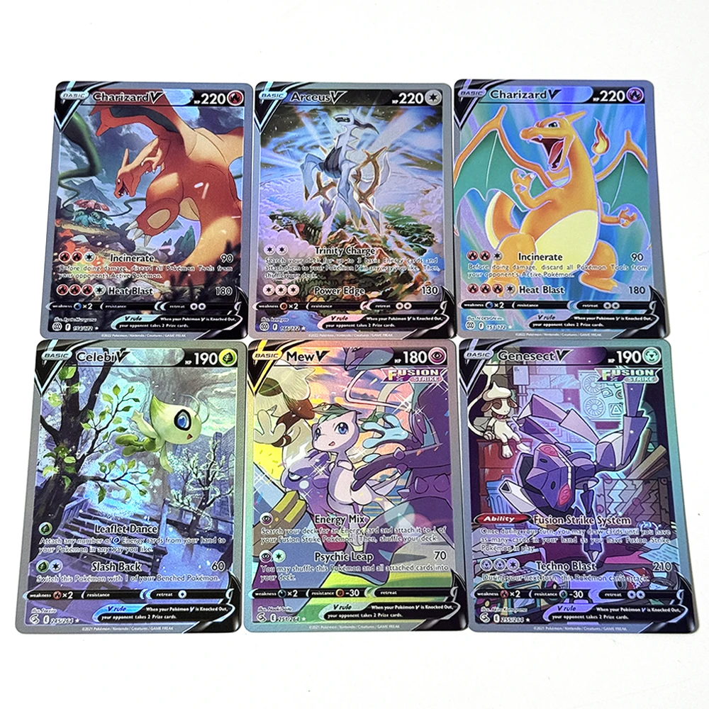 PKM V Cards Foil DIY Game Cards Arceus/Charizard/Genesect/Giratina/Pikachu/Rotom/Aerodactyl/Flareon/Raikou/Suicune/Entei/V Cards
