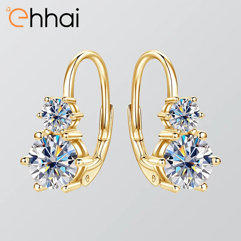 

Ehhai GRA Certified 6.5mm&4mm Full Moissanite Hoop Earrings for Women S925 Sterling Silver Earring Fine Jewelry Gifts Pendientes