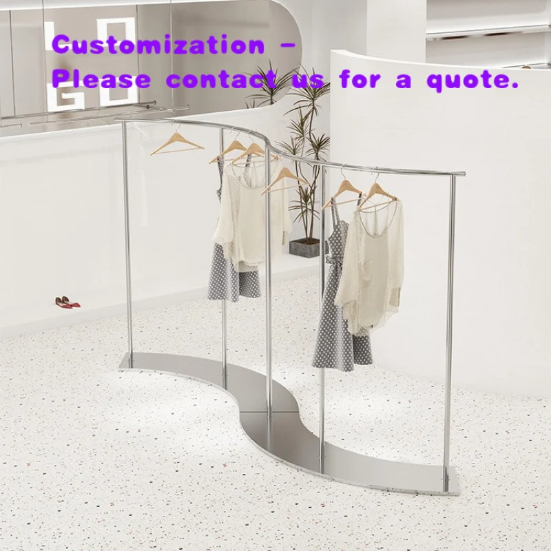 custom.Nakajima Women's Clothing Store Stylish S-Shape Display Rack Portable Stainless Steel Wire-Drawing Rack Clot