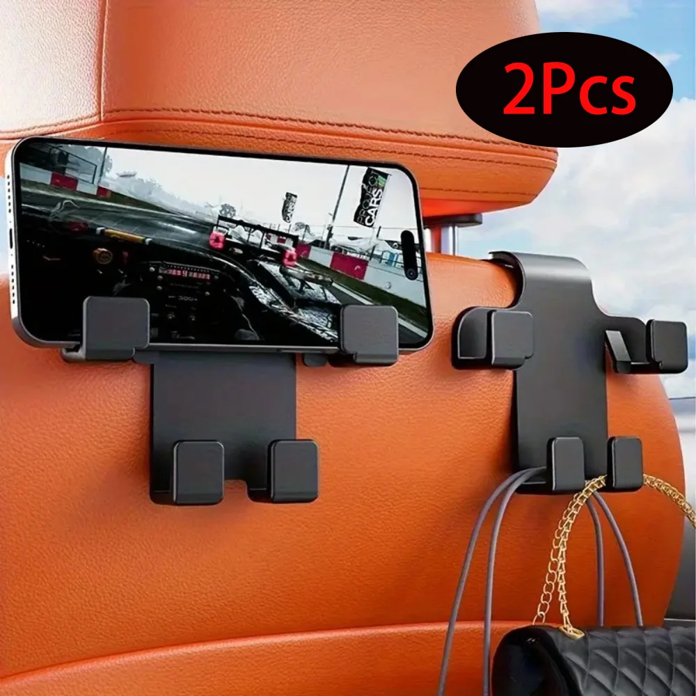 2Pcs Upgraded Multi-Functional Car Seat Back Hooks with 4 S-Hooks, Durable Abs Material Car accessories for BMW KIA Audi Tesla