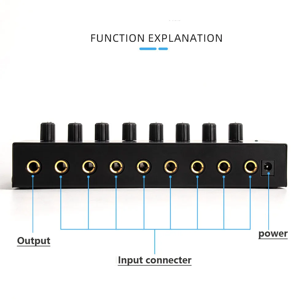 HA800 Sound Mixer เครื่องขยายเสียงหูฟัง 8 ช่องโลหะเครื่องขยายเสียงสเตอริโอ,MINI หูฟัง Splitter พร้อมอะแดปเตอร์ไฟ
