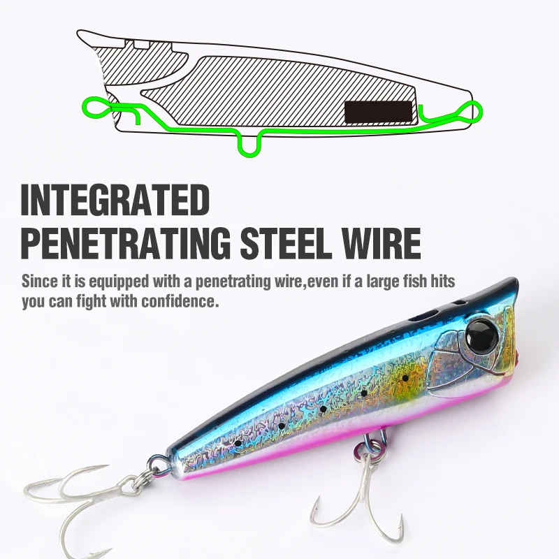 TSURINOYA 90mm 23g Topwater Popper Fishing Lure DASHER 90F Bubble