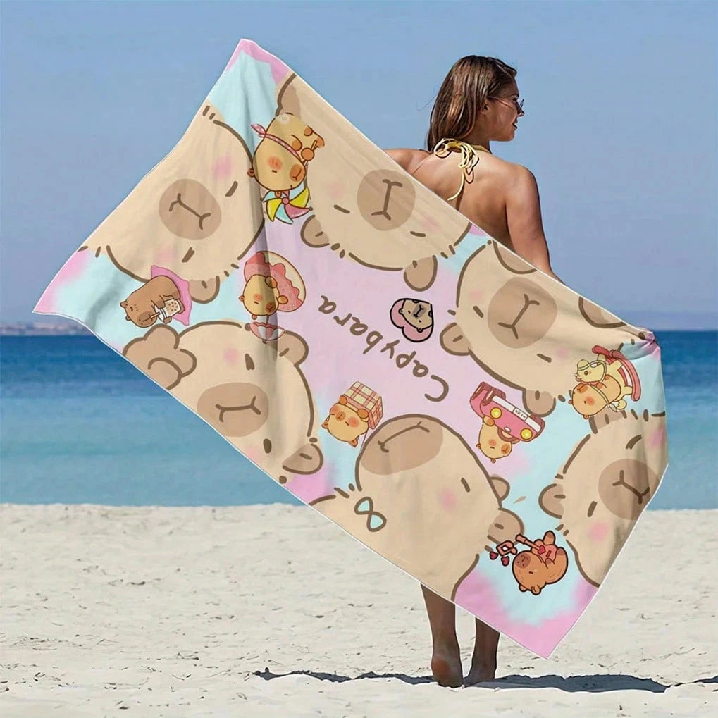 Towel Small Sport - Capybara Cartoon Beach Towel Quick-Drying Small