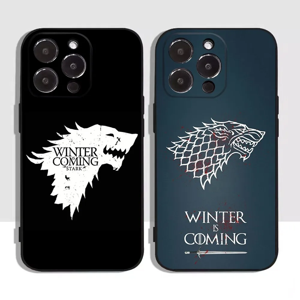 Winter Coming Stark Phone Case For iPhone 16,15,14,13,12,11,Plus,Pro Max,XS,X,XR,SE,Mini,8,7 Soft Silicone Black Cover