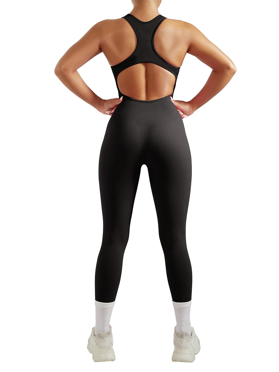 Macacões de treino sem costura para mulheres, Racerback Bodycon, Tummy Control Unitard, Yoga e ginásio macacão