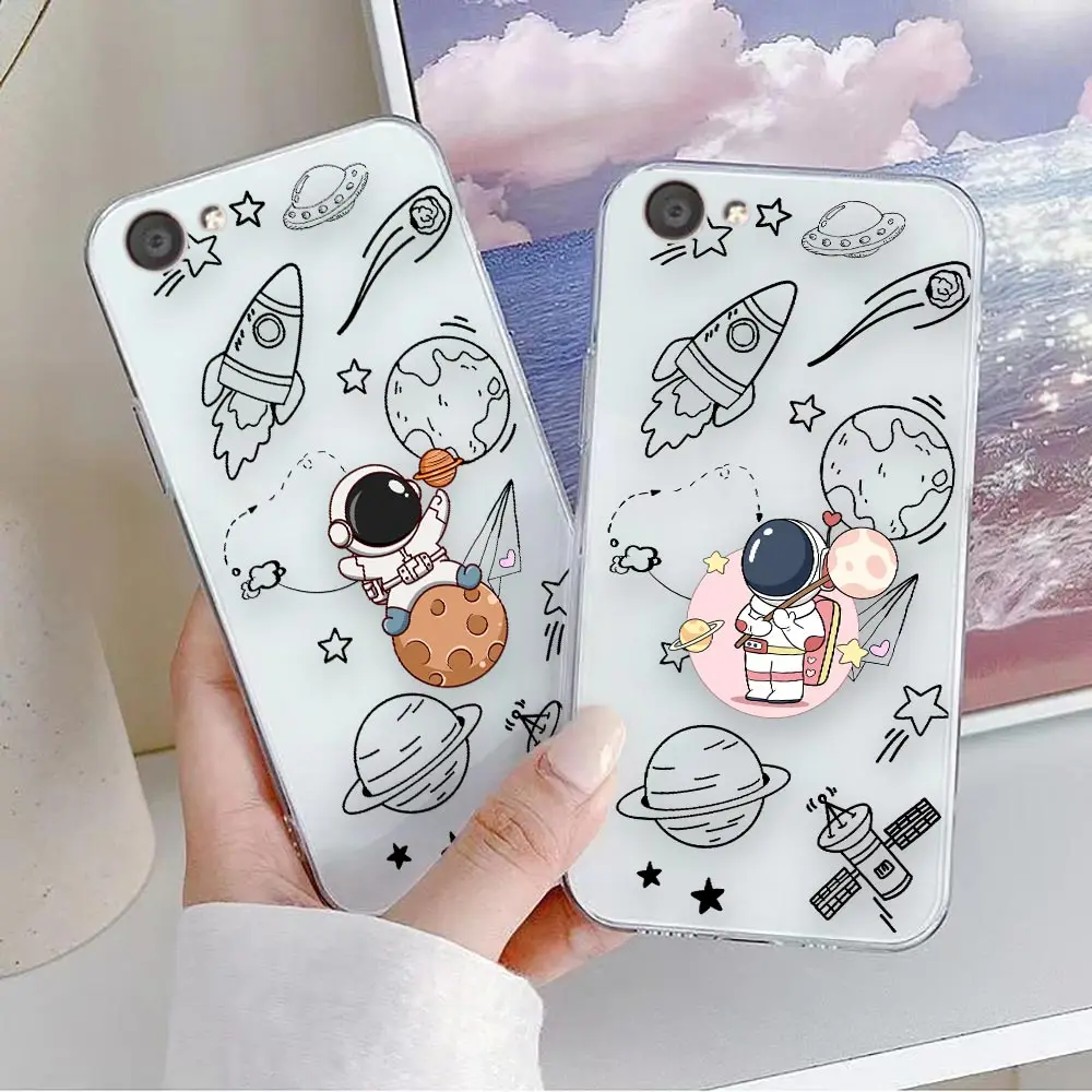 Clear Phone Case For VIVO Y30 Y32 Y33S Y50 Y51 Y52S Y53S Y55S Y76 Y78 V20 V21 V23 5G 4G Case Shell Cute Cartoon Astronaut Space