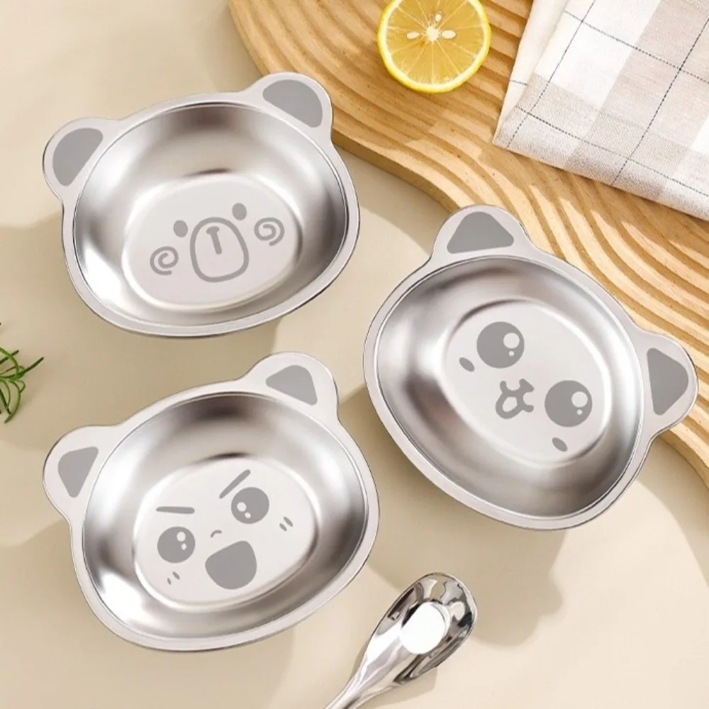 

316 Stainless Steel Kid Meal Bowl Cute Bear Design Eco-Friendly Kid Dinner Bowl Anti Scalding 350ML Capacity Salad Bowl