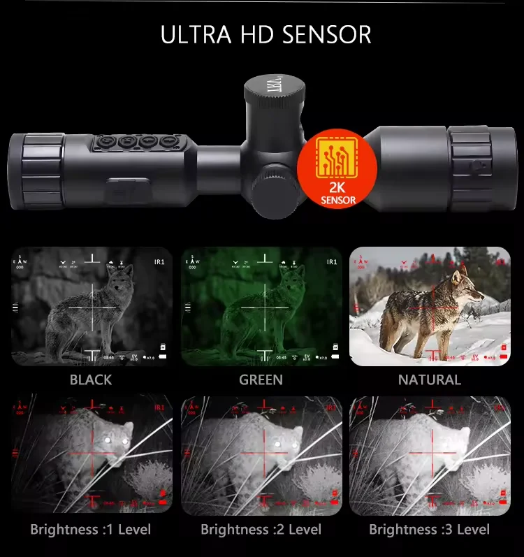 نطاق رؤية ليلية عالي الجودة مع عدسات متعددة المغلفة بالكامل 40 مم تكبير 7-19X مدمج إصدار الأشعة تحت الحمراء يدعم تسجيل الفيديو WiFi #6