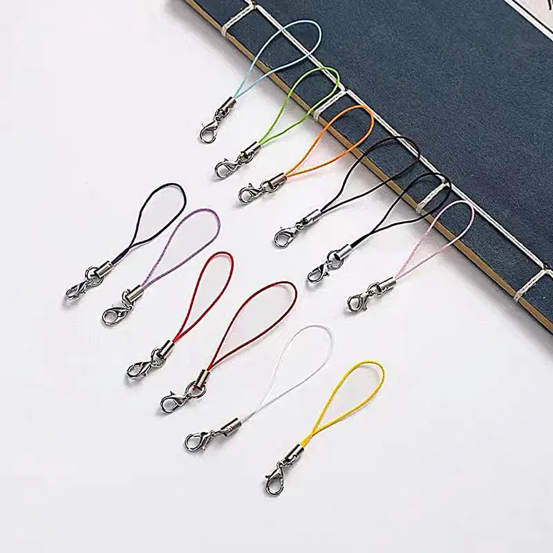 100pcs Lobster Clasp Rope Mobile phone Lanyard Strap Cords Bell Keychain Hooks Keyring Making Supplies Bag Pendant Accessories