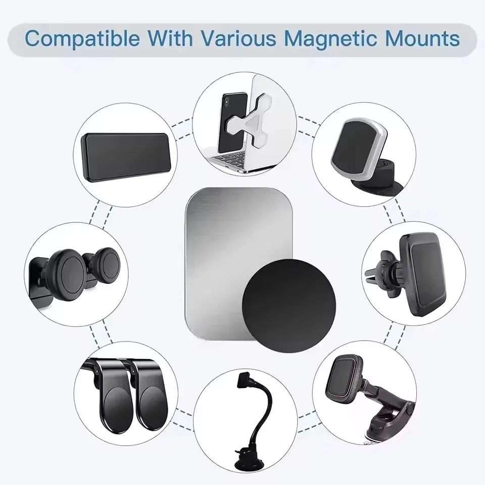 5/10pcs Magnetic Metal Plate Disk Car Phone Holder Stickers Magnetic Patch Sticker for Tablet Mobile Phone Car Stand Mount view 2