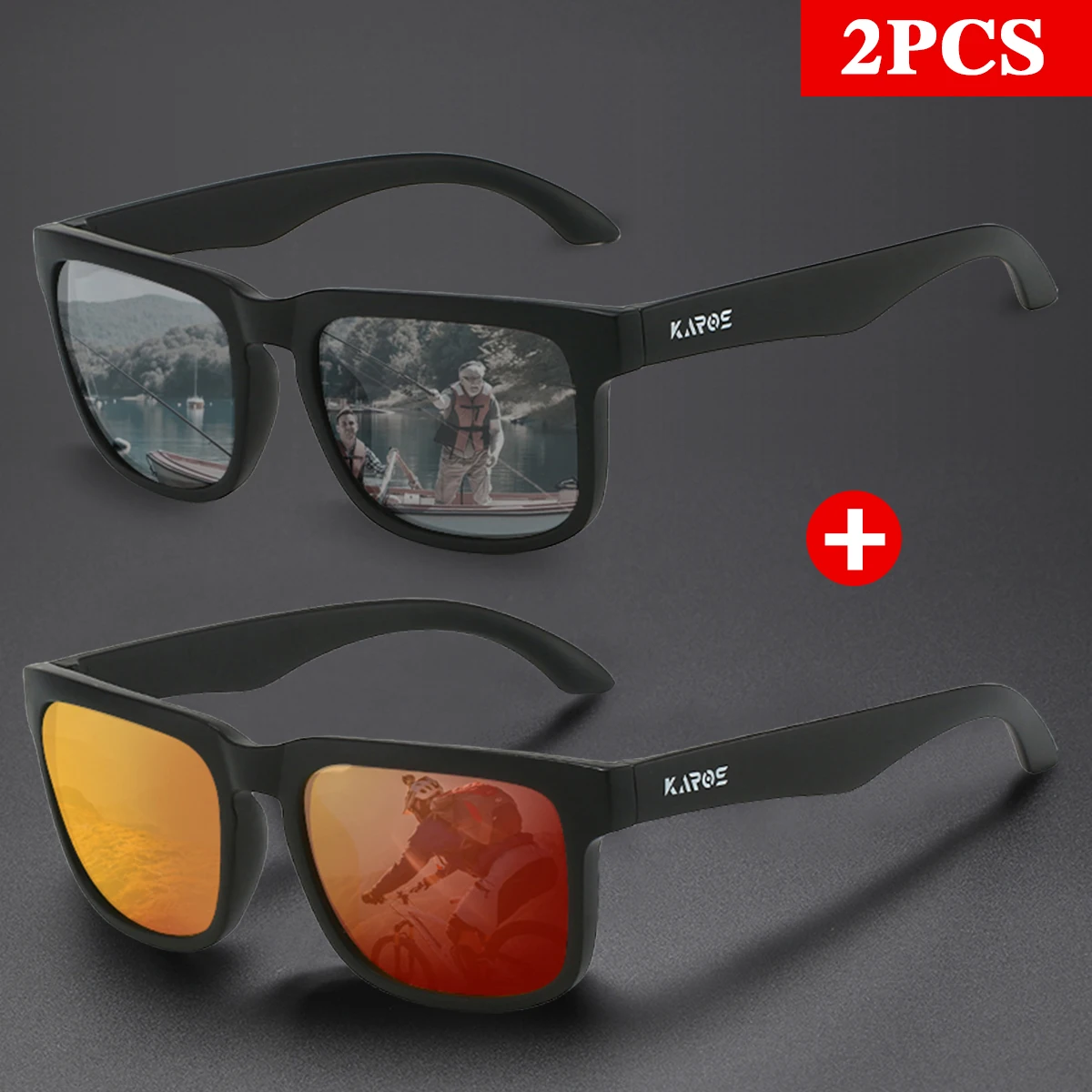 2 Teile/satz Karos Polarisierte Radfahren Sonnenbrille UV Schutz Winddicht Gläser Für Männer Frauen Outdoor Sport Fahren Angeln Brillen
