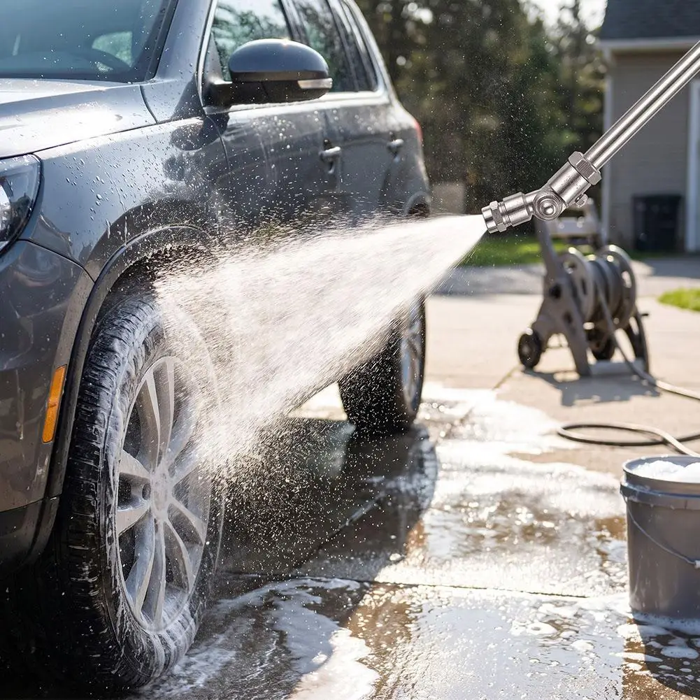High Pressure Car Wash Gun with 1/4 Quick Plug High quality 360° Rotating Brass Joint Stainless Steel Rod For Auto Cleaning
