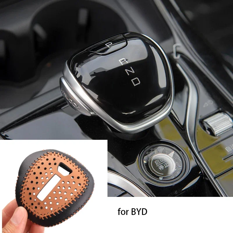 For BYD Han Tang Song Qin Frigate 07 Leather Gear Shift Collars Gear Shift Knob Cover Gear Lever Aircraft Interior Accessories