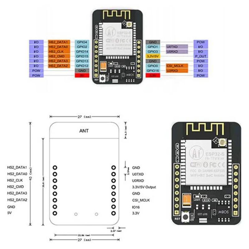 ESP32-CAM-MB واي فاي OV2640 وحدة الكاميرا وحدة بلوتوث 5 فولت CH340G Nodemcu FT232RL USB إلى TTL محول + 40Pin سلك توصيل معزز