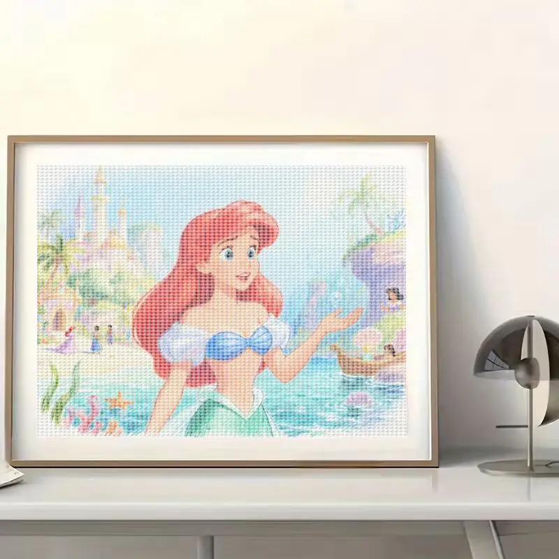 1PC schattige Disney prinses Ariel de kleine zeemeermin 5D volledige boor Diamond schilderij Kit voor kinderen en volwassenen, grote 40x50CM DIY Cartoo