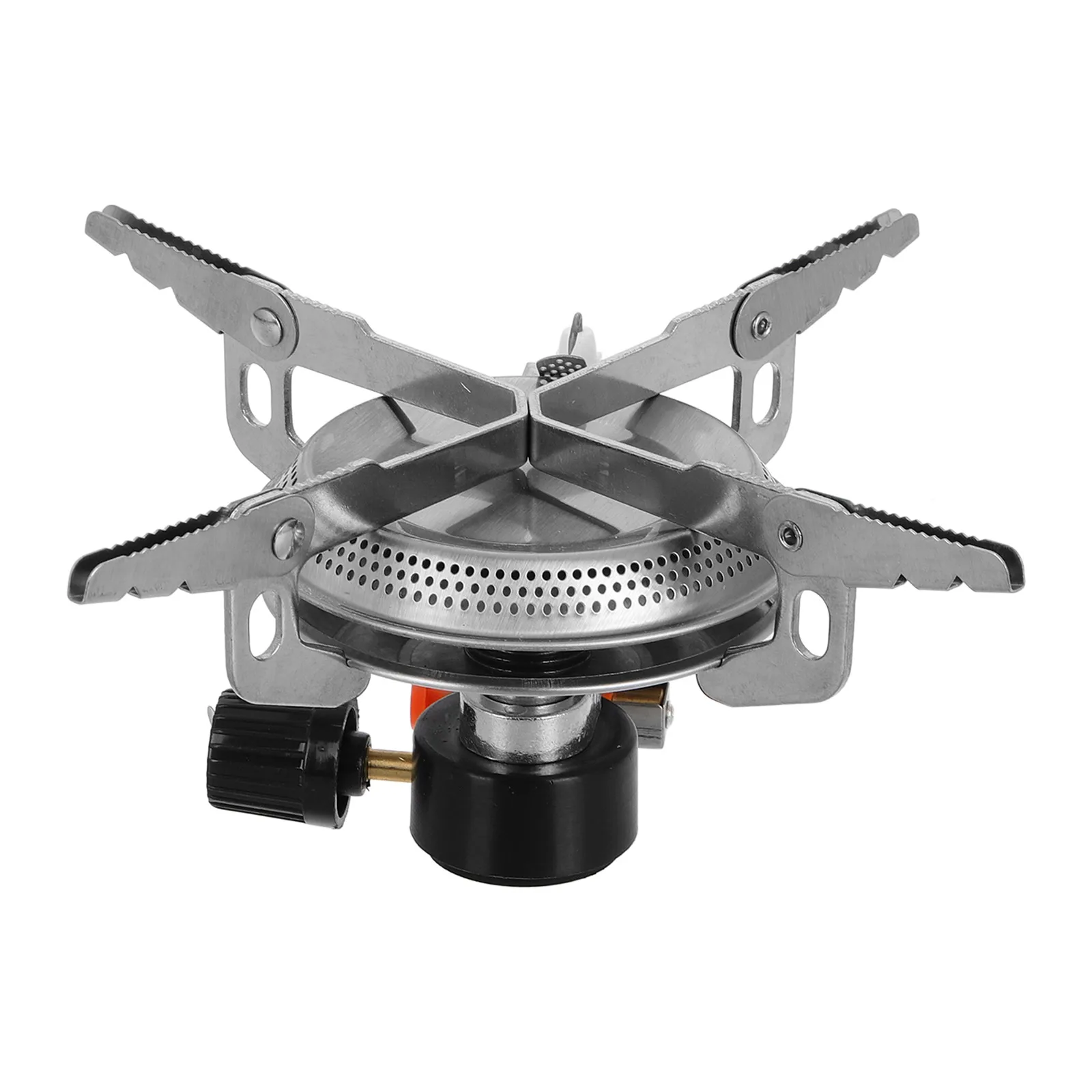

Portable Stove Lightweight Foldable Camping Gas Burner Outdoor Cooking Propane Silver Single Hiking Stable Flame Electronic