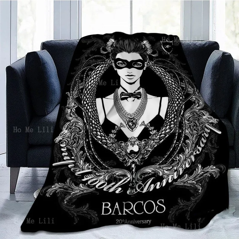 Wearing A Mask Black And White Cartoon Character Dragon Scales And Jewel Necklace Personalized Blanket Suitable For All Seasons