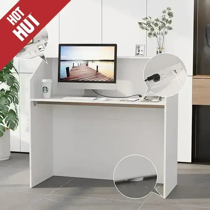 

Modern White Reception Desk with Counter 47 Check Out Table Reception Room Table Retail Counter for Checkout Front Desk