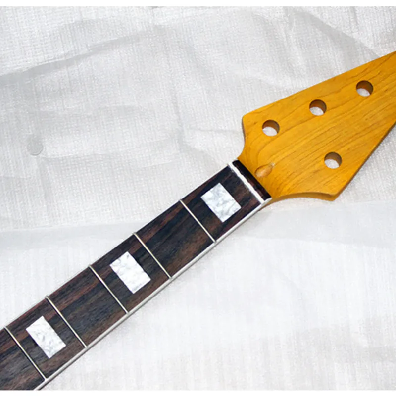 5-saitiger Bass-Ahornhals mit Palisandergriffbrett-Inlay, Perlenblock + Perlenbindung, Holzfarbe – Detail 4