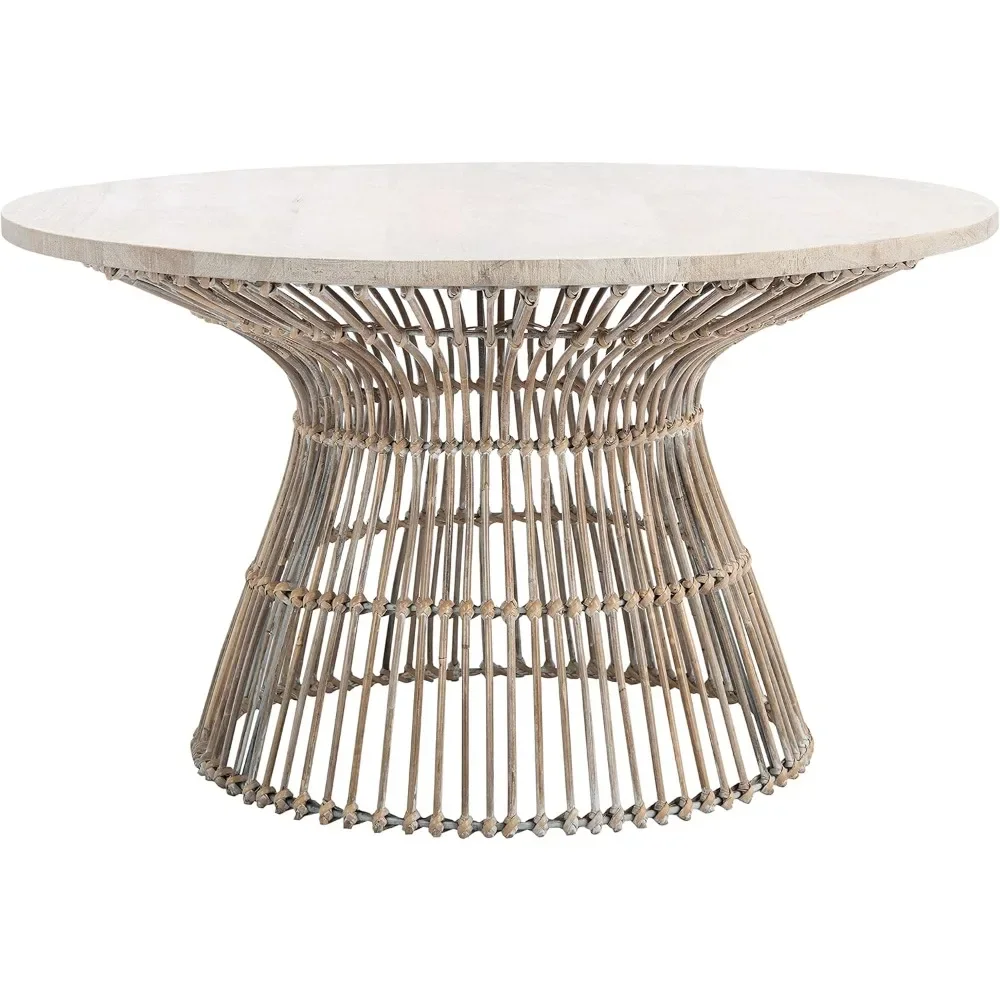 Ensemble de table basse ronde pour salon, Home Collection Whent Coastal Grey, White Wash, Black