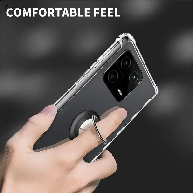 Transparent Silicone Shockproof Soft Case for Xiaomi 14T Pro 14 T POCO X7 pro Magnetic Ring Holder Cover for mi 15 ultra 14TPro