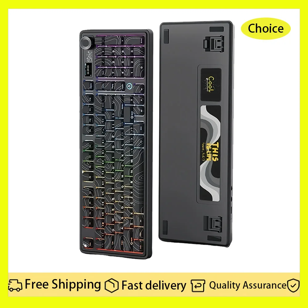 

AJAZZ AK980 Mechanical Keyboard With Screen Wireless Bluetooth Three Modes Gaming Esports Side Printed Wired Office Computer