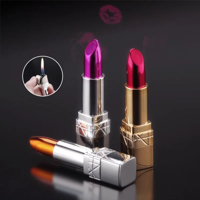 

New Creative Fancy Ladies Lipstick Lighter Open Flame Metal Women Lighters Cigarette in Bulk Wholesale