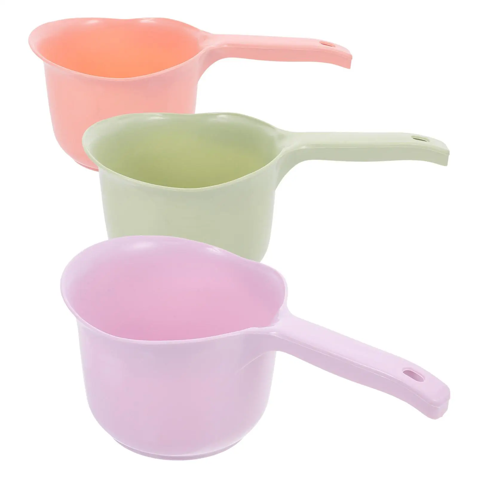 

3Pcs Water Ladle Scoop Set Long Handle Plastic Bath Kitchen Accessories Reusable Stackable Large Capacity