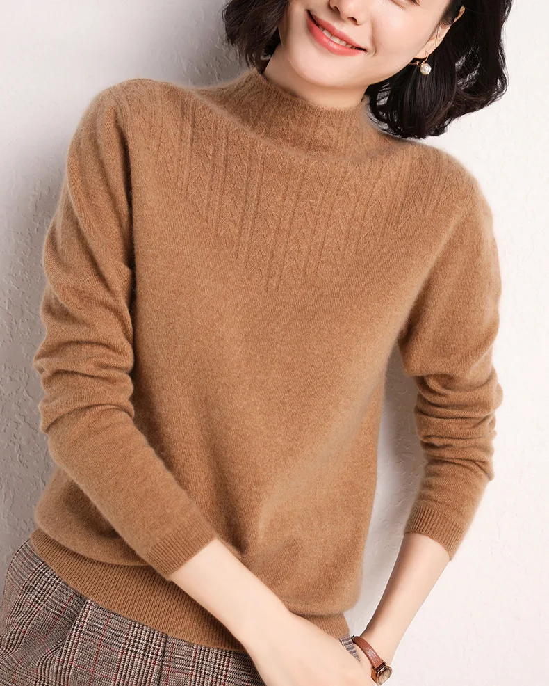 Sweater Womens Pullover Turtleneck 2021 Fashion Cashmere Sweater Loose Long Sleeve Winter Sweater Knitting Clothing LXJ2023