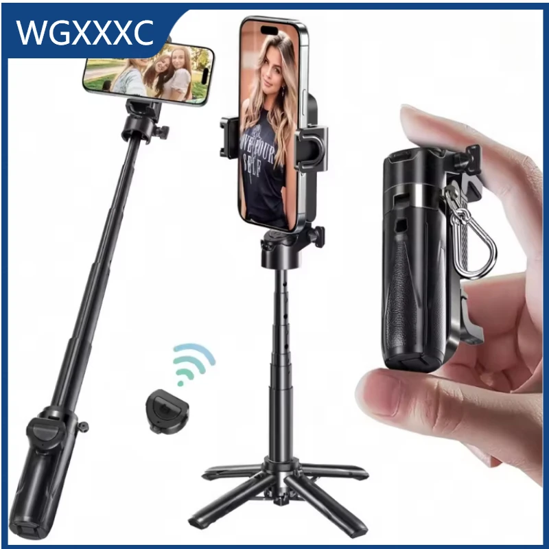 

Portable Bluetooth Selfie Stick Tripod with Remote, Foldable Phone Holder Stand for iPhone & Smartphones, Mini Keychain Design