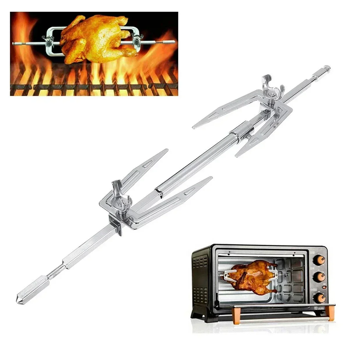 Accessories Rod Barbecue Roaster Kitchen Outdoor Rack Tool Chicken Motor Electric Meat Grill Skewer Rotisserie Spit