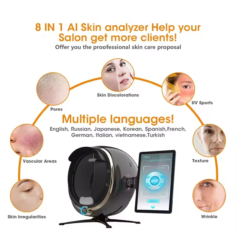 3D AI Digital Facial Analysis Machine Professional  Skin Detector Diagnosis Face Scan Analyzer System Device