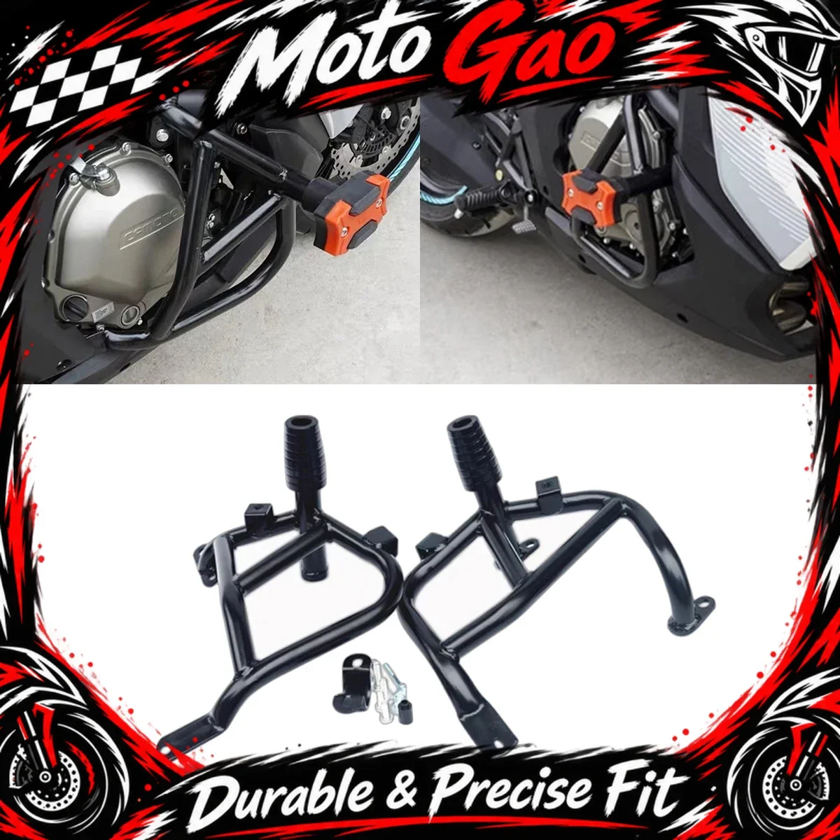 【Precise Fit】Motorcycle Bumper Engine Guard Crash Bars Stunt Cage Protector for CFMOTO 400GT 650GT Black 400 GT 650 GT