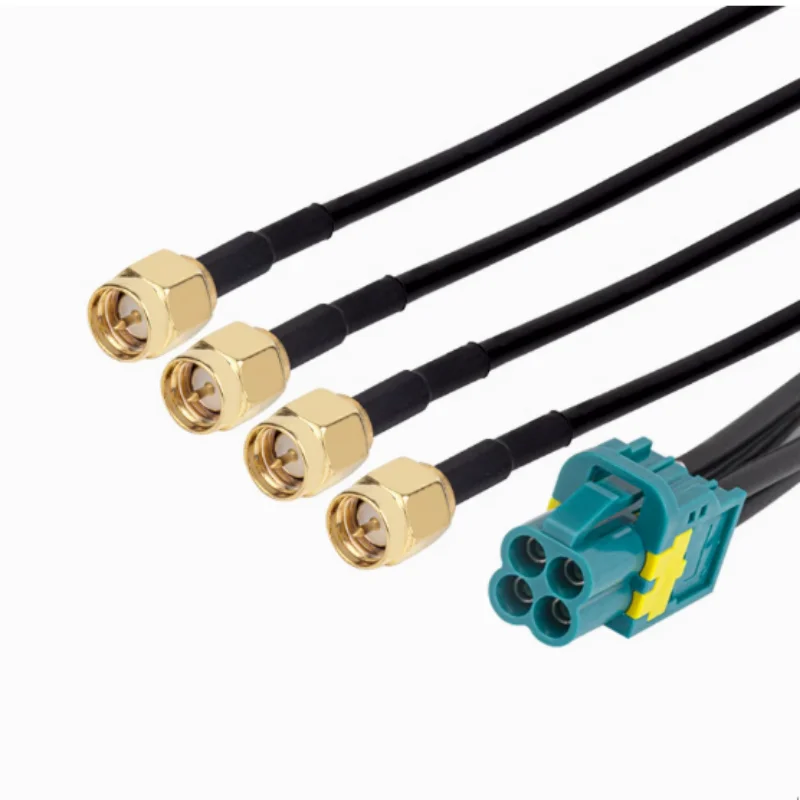 high quality Rosenberg version MINI FAKRA 4 in 1 female to 4 FAKRA Z SMA Male Female connector RG174 coaxial cable 50 ohm