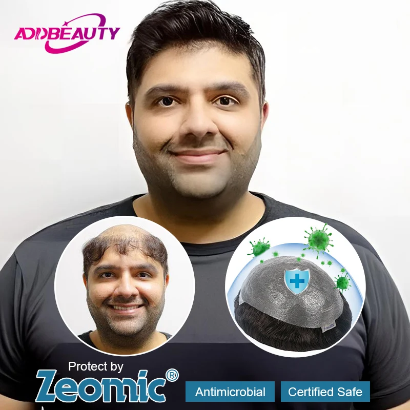 

Тонкая кожа, мужской парик, парик из человеческих волос, Vloop, против запаха, полный PU 0,02-0,03 см, протез волос, 100% система человеческих волос, антимикробный парик