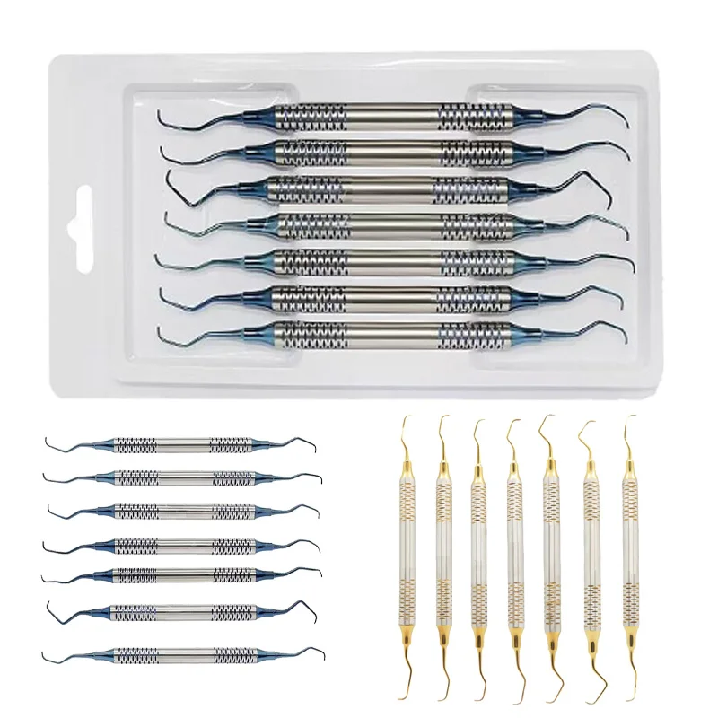 

7Pcs Dental Teeth Scaler Cleaning Periodontal Gracey Curette Curettes Bone Curettes Perio Scalers Oral Care Tool Teeth Whitening