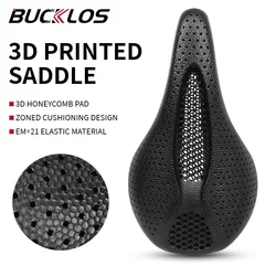 BUCKLOS 3D Printed Bike Saddle Carbon Fiber Bicycle Seat Cushion Honeycomb Nylon 3D Printing Road MTB Saddle Triathlon Bike Seat