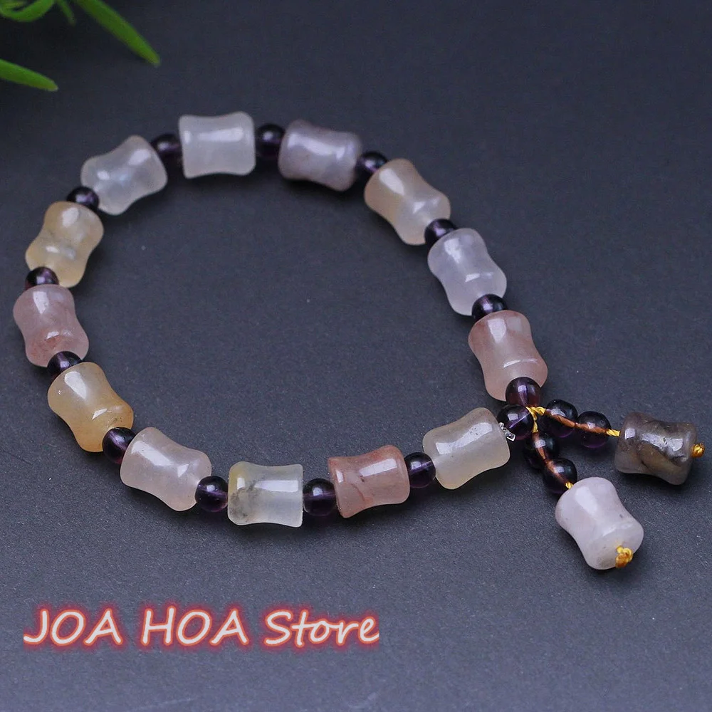 Top Quality Gold Silk Jade Violet Bamboo Bead Bracelet Hetian-Jade Single Circle Original Ecological Pattern Bangle Fine Jewelry
