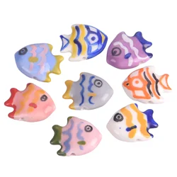 5pcs Fish Shape 20x17mm Handmade Painting Ceramic Porcelain Loose Beads For Jewelry Making DIY Crafts Findings