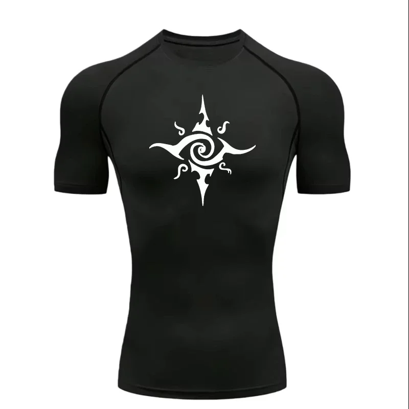 Herren Sport-T-Shirt Training Gym Jogging Lauf-Sweatshirt Kompressions-Shirts Eng Elastisch Atmungsaktiv Schweißabsorbierend Eng Anliegend