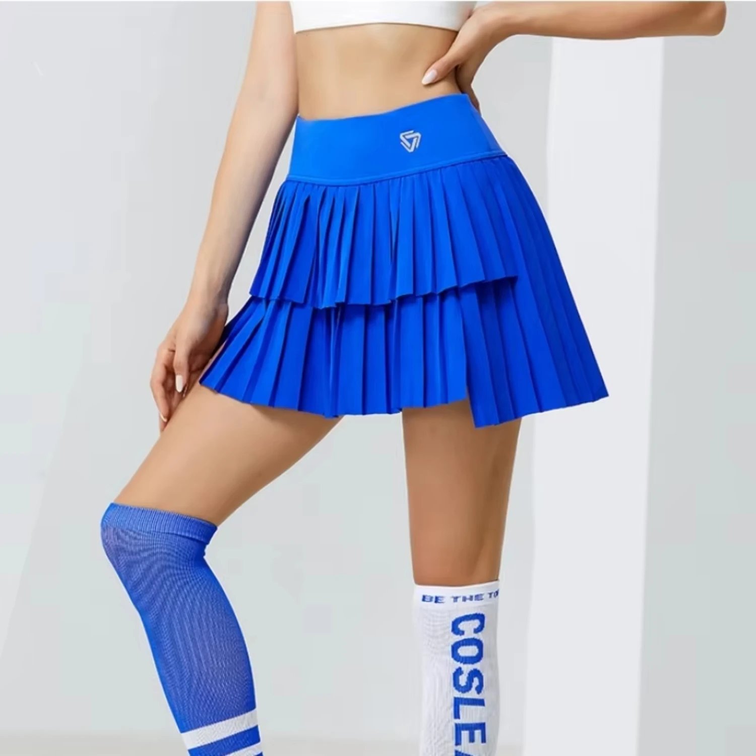 Women High Waist Double Layer Pleated Skirt Sports Golf Tennis Skirts Gym Fitness Running Yoga Soft Short Athletic Workout Skort