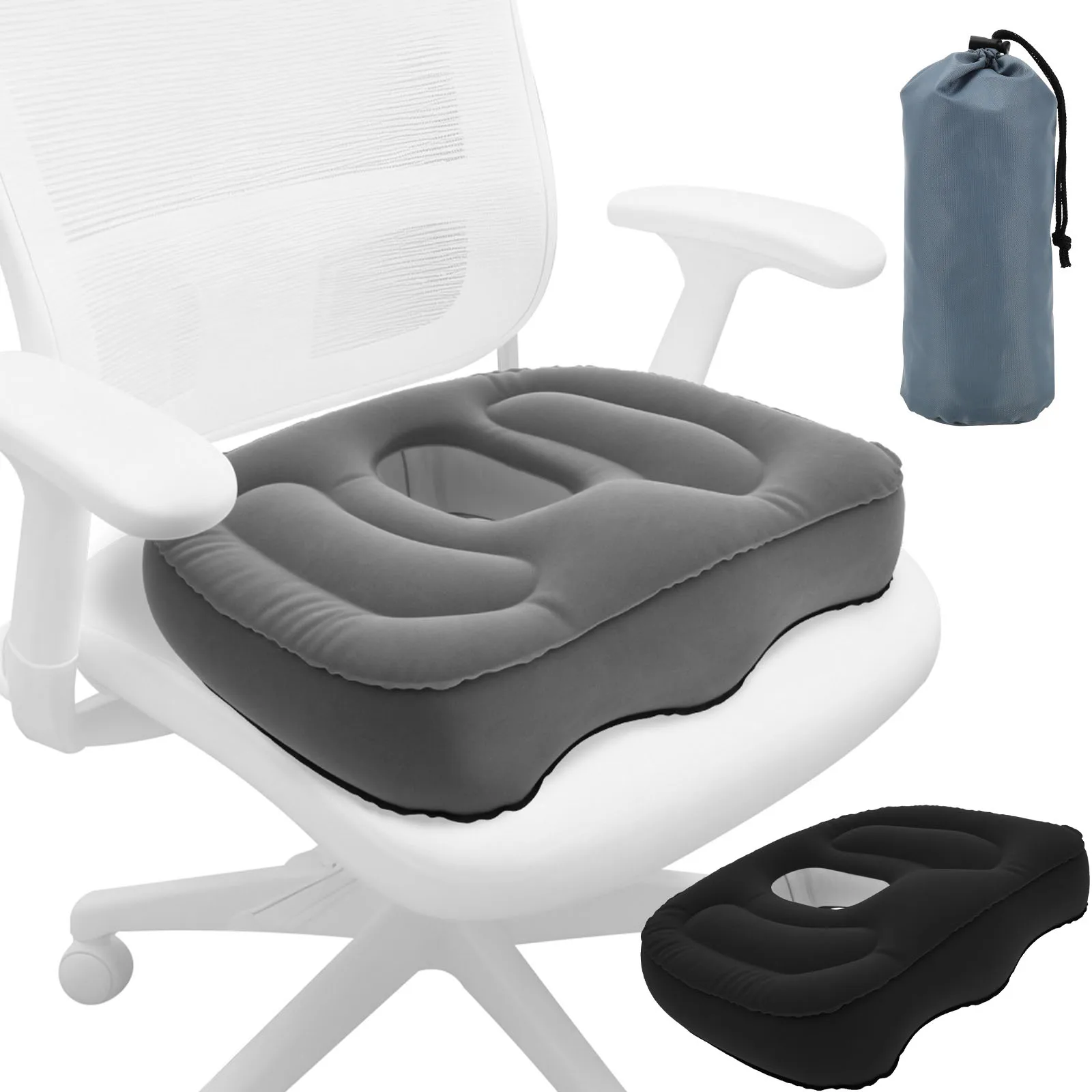 Inflatable Seat Cushion High Elasticity Perforated Pressure Ulcer Cushion Portable Office Cushion for Car Air Travel Office