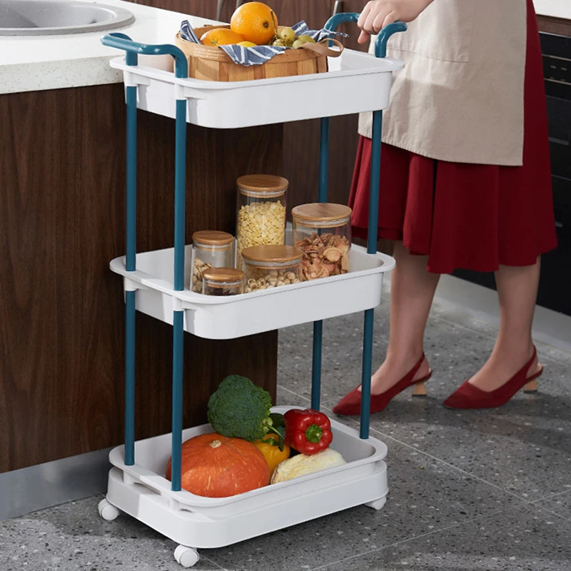 Bathroom Rack Kitchen Organizer Movable Floor Kitchen Storage Rack Multi-Layer Household Storage Rack Crevice Trolley Shelf